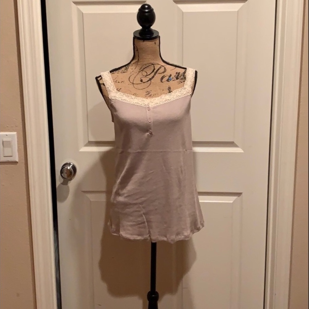 Tan lace trim tank top